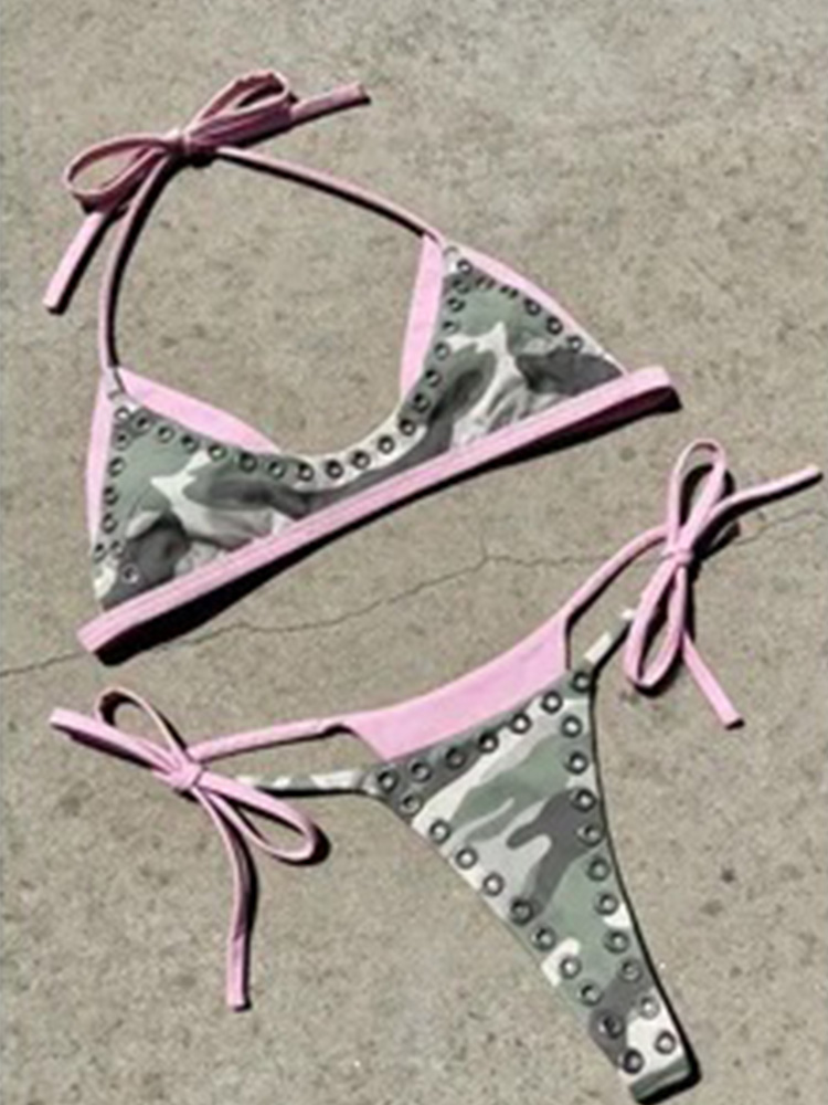 A Bathing Ape Camo - Conjunto de Biquíni Feminino com Tachas