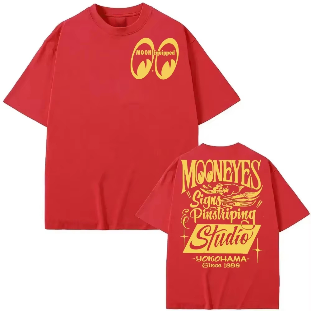 Streetwear Brand Graphics - Camiseta de Algodão Estampada Moon Eyes